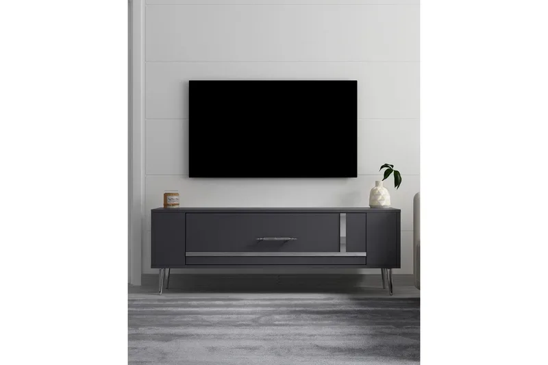 Beyra TV-benk 120 cm - Antrasitt/Sølv - Møbler - Mediamøbel & tv møbel - TV-benk & mediabenk