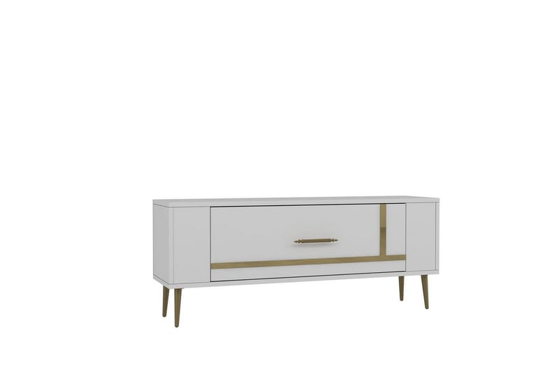Beyra TV-benk 120 cm - Hvit/Gull - Møbler - Mediamøbel & tv møbel - TV-benk & mediabenk