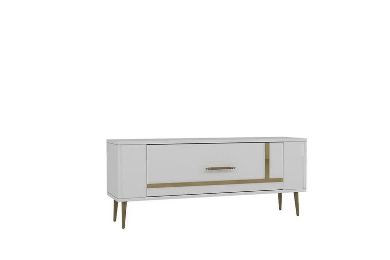 Beyra TV-benk 120 cm - Hvit/Gull - Møbler - Mediamøbel & tv møbel - TV-benk & mediabenk