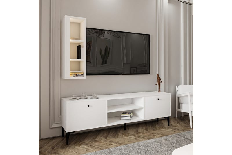 Bien Gulvstående TV-benk 150 cm med Oppbevaring i Malt Tre - Hvit - Møbler - Mediamøbel & tv møbel - TV-benk & mediabenk
