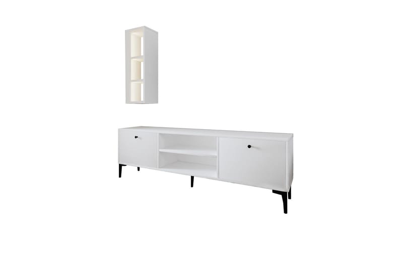 Bien Gulvstående TV-benk 150 cm med Oppbevaring i Malt Tre, Hvit