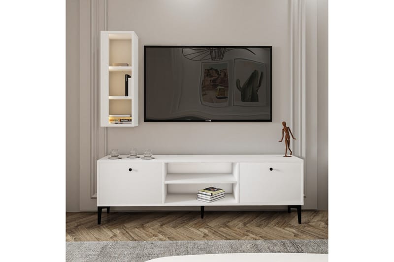 Bien Gulvstående TV-benk 150 cm med Oppbevaring i Malt Tre - Hvit - Møbler - Mediamøbel & tv møbel - TV-benk & mediabenk