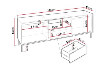 Bjurholm TV-benk 174 cm - Hvit - Møbler - Mediamøbel & tv møbel - TV-benk & mediabenk