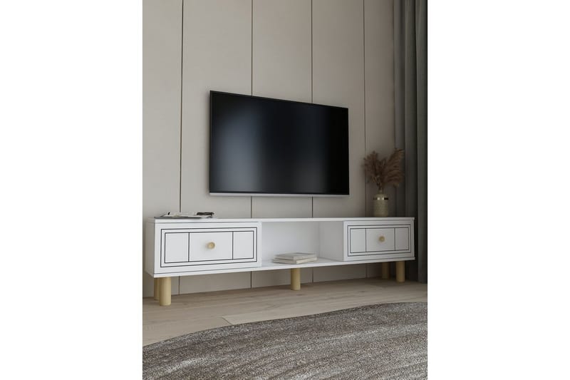 Bohem TV-benk 150x30 cm - Hvit - Møbler - Mediamøbel & tv møbel - Mediestativ & veggfeste