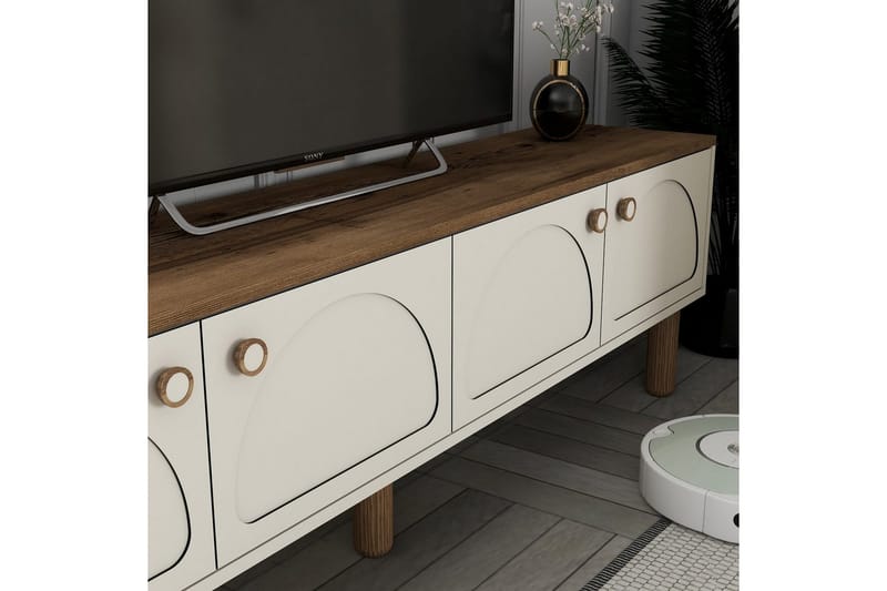 Bohemsk TV-benk 180 cm - Cremehvit/Multifarget - Møbler - Mediamøbel & tv møbel - TV-benk & mediabenk
