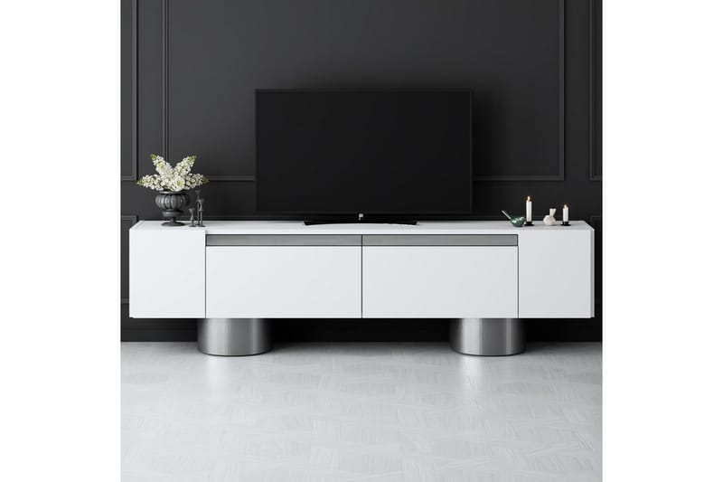 Bohemsk TV-benk 180 cm - Hvit/Sølv - Møbler - Mediamøbel & tv møbel - TV-benk & mediabenk