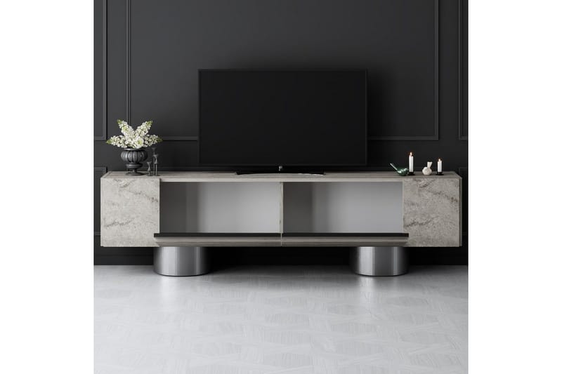 Bohemsk TV-benk 180 cm - Natur/Sølv - Møbler - Mediamøbel & tv møbel - TV-benk & mediabenk