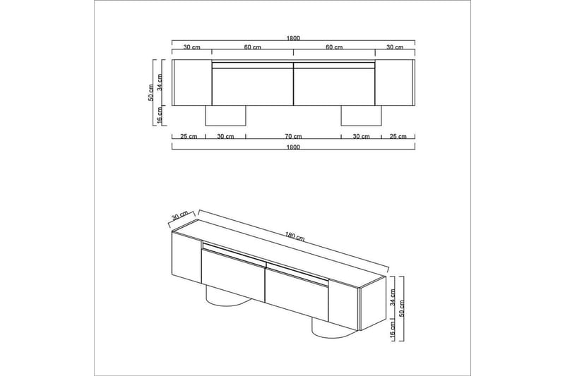 Bohemsk TV-benk 180 cm - Svart/Hvit - Møbler - Mediamøbel & tv møbel - TV-benk & mediabenk