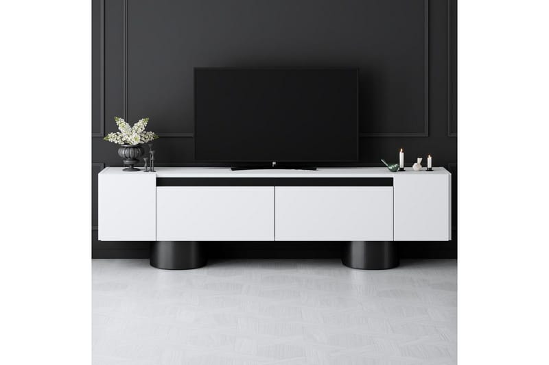 Bohemsk TV-benk 180 cm - Svart/Hvit - Møbler - Mediamøbel & tv møbel - TV-benk & mediabenk