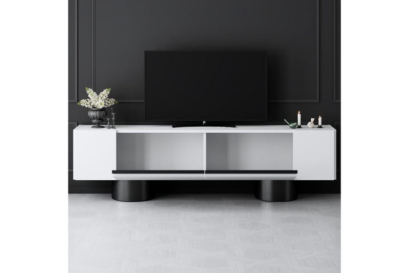 Bohemsk TV-benk 180 cm - Svart/Hvit - Møbler - Mediamøbel & tv møbel - TV-benk & mediabenk