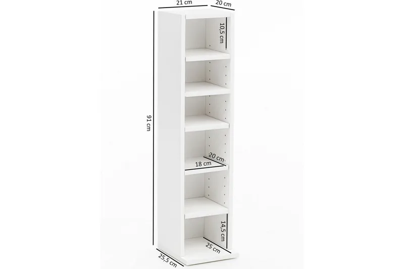 Bokhylle 21 cm i Malt Tre - Hvit - Oppbevaring - Hyller - Bokhylle