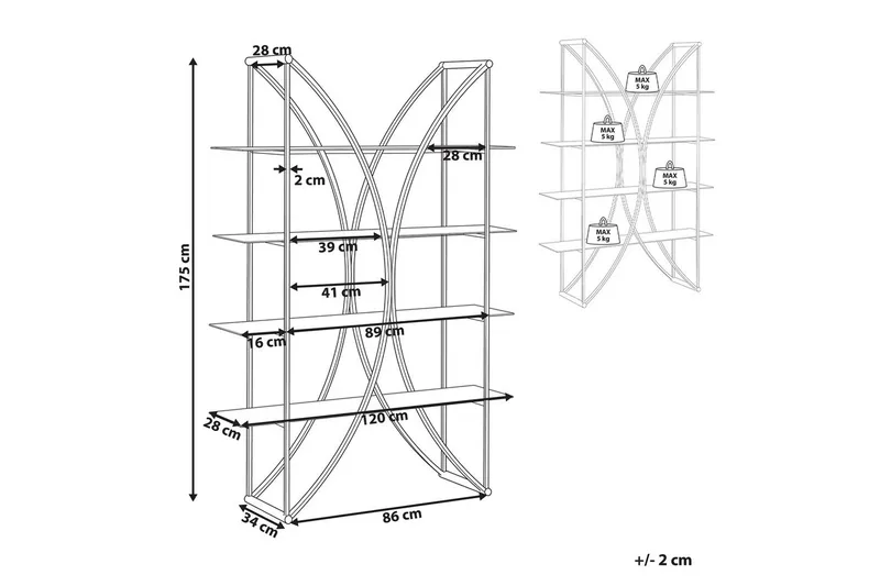 Bokhylle Hollow Gull - Gull - Oppbevaring - Hyller - Bokhylle
