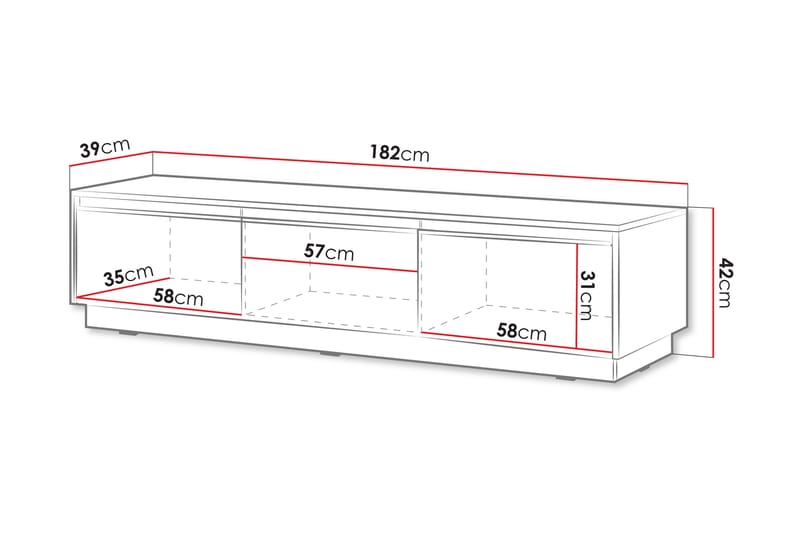 Bolstan TV-benk 182 cm - Hvit - Møbler - Mediamøbel & tv møbel - TV-benk & mediabenk