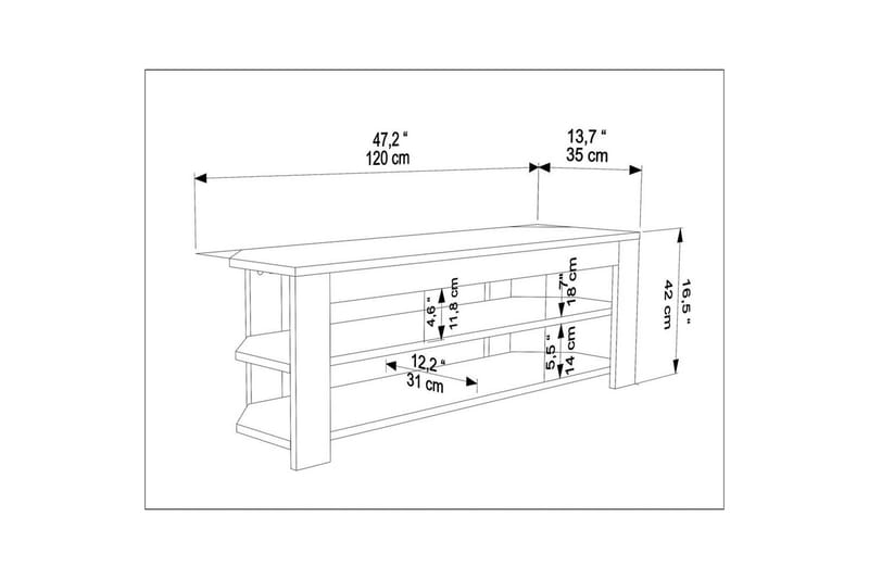Bralyn TV-benk 120 cm - Eik/Antrasitt - Møbler - Mediamøbel & tv møbel - TV-benk & mediabenk