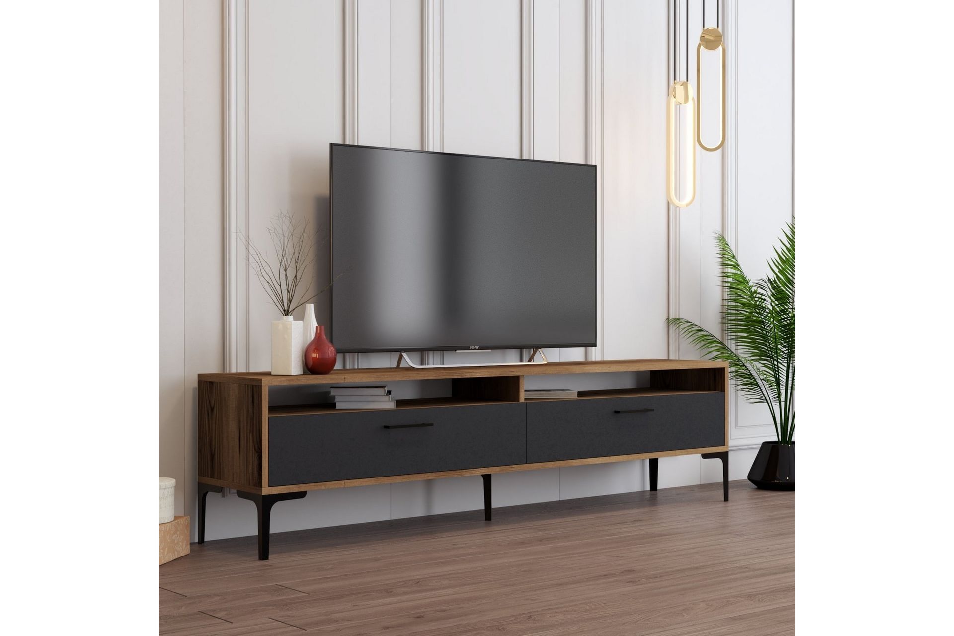 Brutorp TV-benk 180 cm - Valnøtt/Antrasitt - Møbler - Mediamøbel & tv møbel - TV-benk & mediabenk