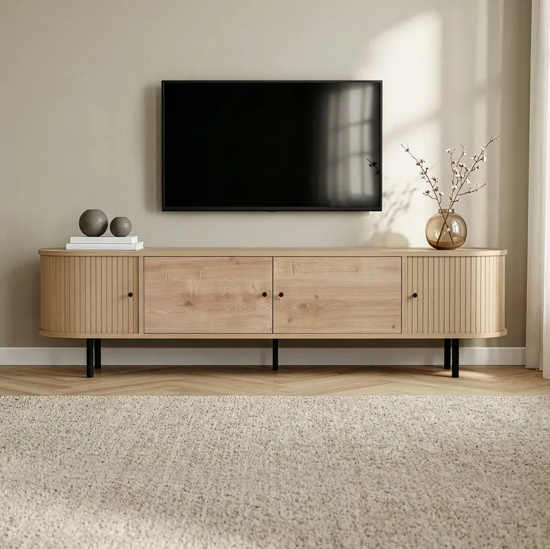 Bryric TV-benk 180 cm - Sapphire Oak/Svart - Møbler - Mediamøbel & tv møbel - TV-benk & mediabenk
