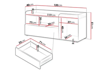 Buhan TV-benk 120 cm - Beige / Brun - M øbler - Mediamøbel & tv møbel - TV-benk & mediabenk