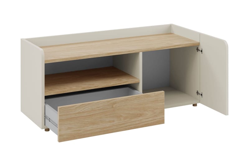 Buhan TV-benk 120 cm med Oppbevaring i Mørkt Tre - Beige - Møbler - Mediamøbel & tv møbel - TV-benk & mediabenk