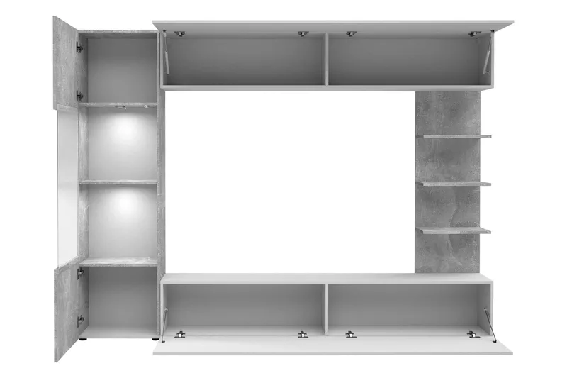 Bunda TV-møbelsett 250x30 cm - Grå / Hvit - Møbler - Mediamøbel & tv møbel - TV-møbelsett