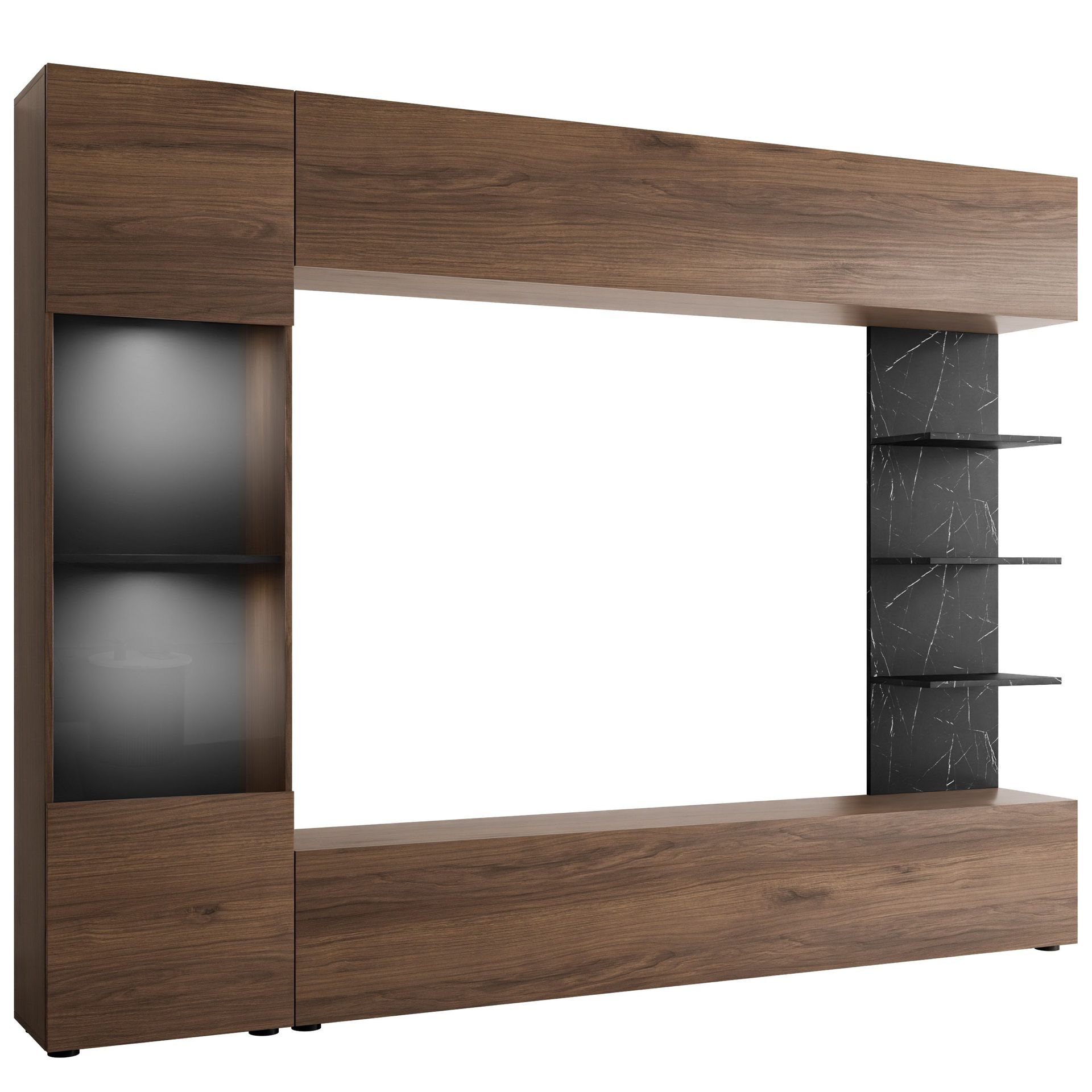 Bunda TV-veggseksjon med LED-belysning 250 cm - hvit