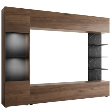 Bunda TV-veggseksjon med LED-belysning 250 cm - hvit - Møbler - Mediamøbel & tv møbel - TV-møbelsett