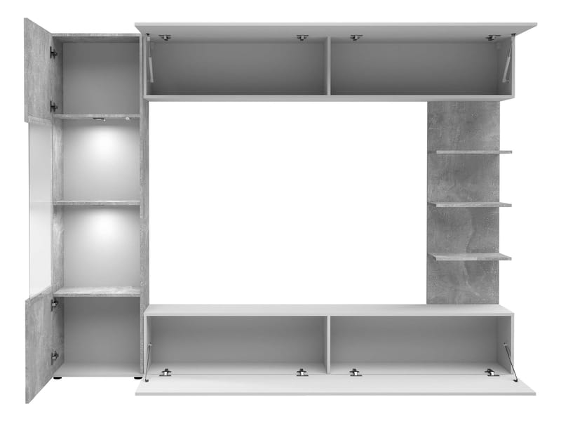 Bunda TV-veggseksjon med LED-belysning 250 cm - hvit - Møbler - Mediamøbel & tv møbel - TV-møbelsett