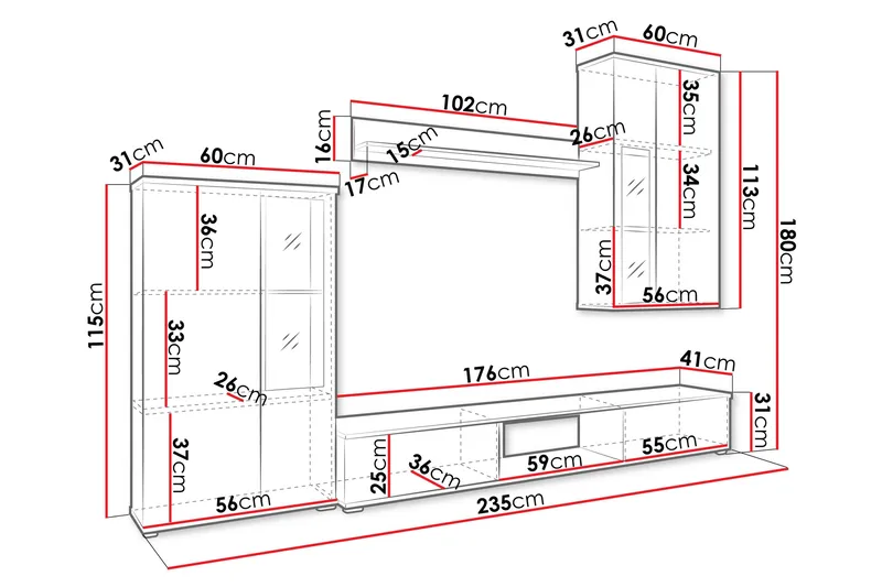 Bunta Tv-Møbelsett - Brun - Møbler - Mediamøbel & tv møbel - TV-møbelsett