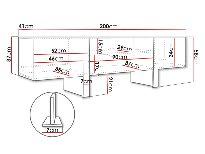 Calvenn Gulvstående TV-benk 200 cm med Oppbevaring i Malt Tre - Beige - Møbler - Mediamøbel & tv møbel - TV-benk & mediabenk