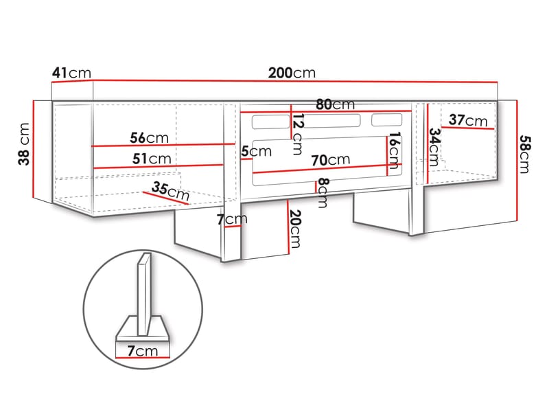 Calvenn TV-benk med Peis 200 cm - Møbler - Mediamøbel & tv møbel - TV-skap