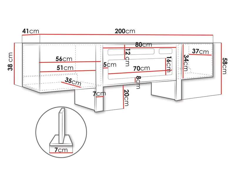 Calvenn TV-benk med Peis 200 cm - Møbler - Mediamøbel & tv møbel - TV-skap