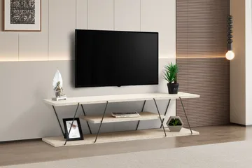 Canaz TV-benk 120 cm - Svart/Marmor - Møbler - Mediamøbel & tv møbel - TV-benk & mediabenk