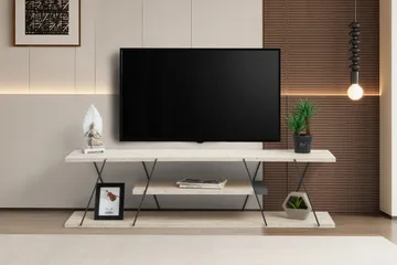 Canaz TV-benk 120 cm - Svart/Marmor - Møbler - Mediamøbel & tv møbel - TV-benk & mediabenk