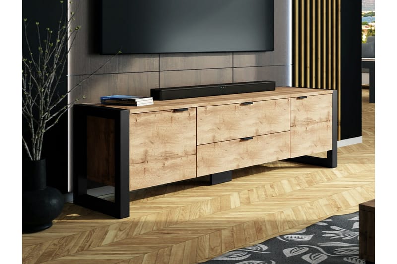 Carbost Tv-benk 160x35 cm - Svart - TV-benk & mediabenk
