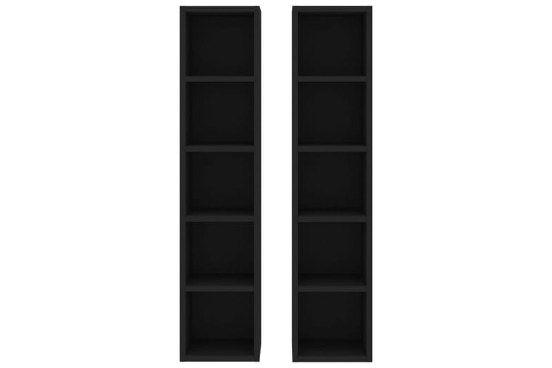 CD-skap 2 stk svart 21x16x93,5 cm sponplate - Svart - Møbler - Mediamøbel & tv møbel - CD-hylle & DVD-hylle