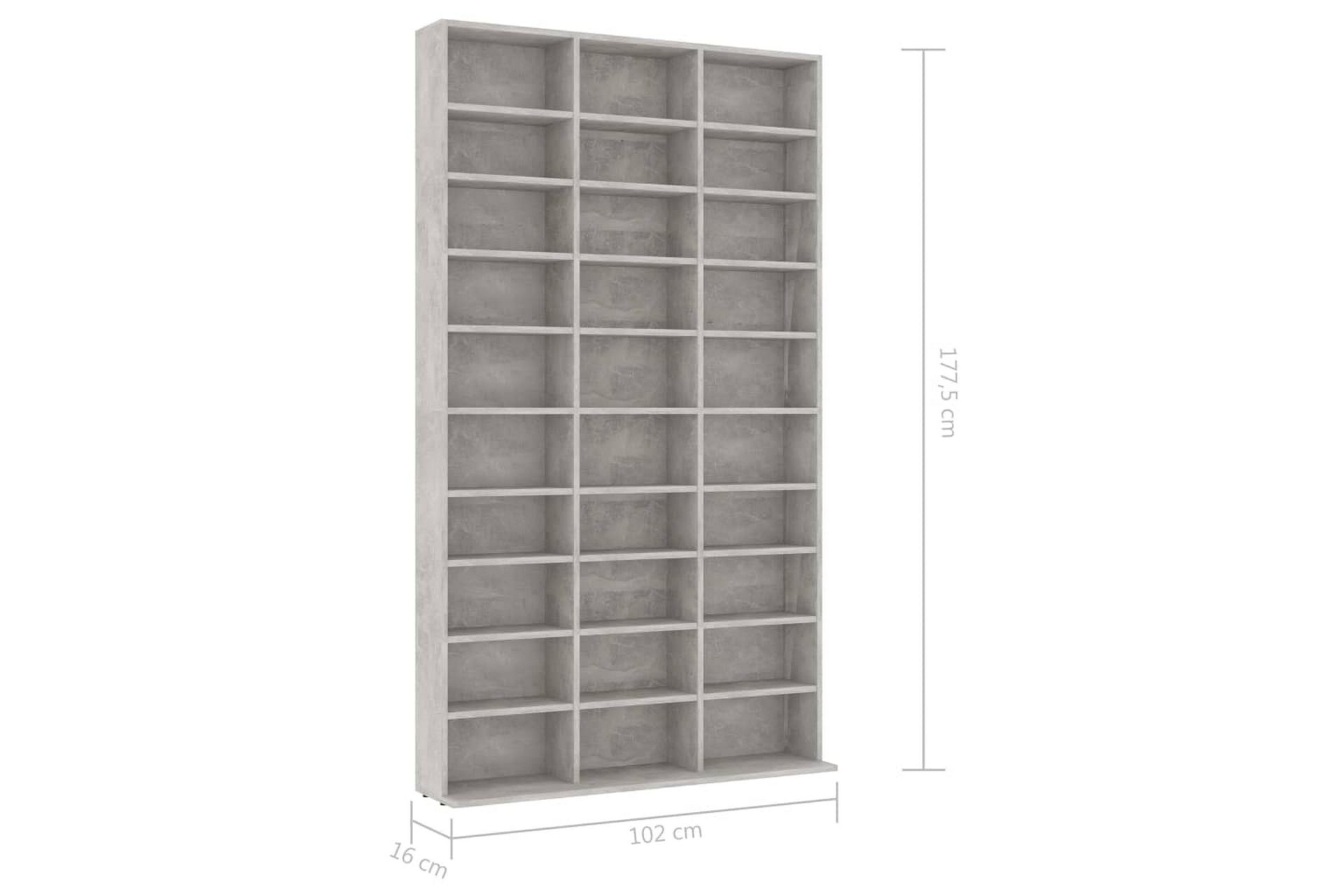CD-skap betonggrå 102x16x177,5 cm sponplate - Møbler - Mediamøbel & tv møbel - CD-hylle & DVD-hylle