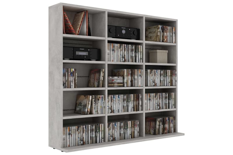 CD-skap betonggrå 102x16x89,5 cm sponplate - Møbler - Mediamøbel & tv møbel - CD-hylle & DVD-hylle