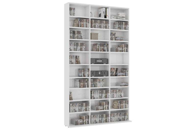 CD-skap høyglans hvit 102x16x177,5 cm sponplate - Møbler - Mediamøbel & tv møbel - CD-hylle & DVD-hylle