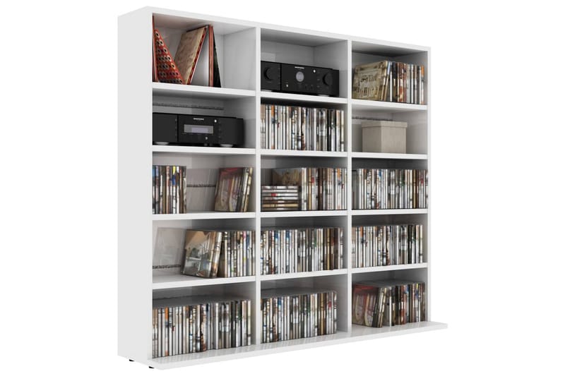 CD-skap høyglans hvit 102x16x89,5 cm sponplate - Møbler - Mediamøbel & tv møbel - CD-hylle & DVD-hylle