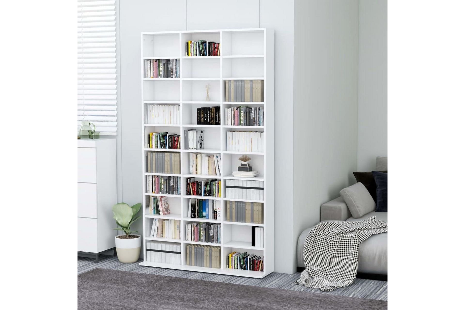 CD-skap hvit 102x16x177,5 cm sponplate - Møbler - Mediamøbel & tv møbel - CD-hylle & DVD-hylle