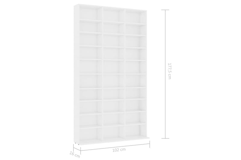 CD-skap hvit 102x16x177,5 cm sponplate - Møbler - Mediamøbel & tv møbel - CD-hylle & DVD-hylle
