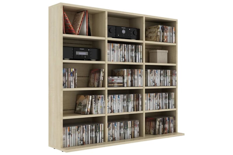 CD-skap sonoma eik 102x16x89,5 cm sponplate - Møbler - Mediamøbel & tv møbel - CD-hylle & DVD-hylle