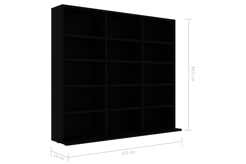 CD-skap svart 102x16x89,5 cm sponplate - Møbler - Mediamøbel & tv møbel - CD-hylle & DVD-hylle