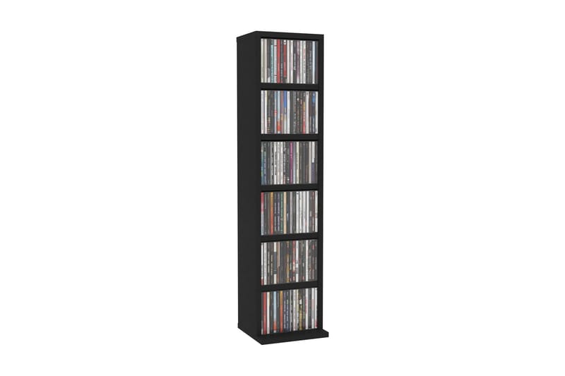 CD-skap svart 21x16x88 cm sponplate - Svart - Møbler - Mediamøbel & tv møbel - CD-hylle & DVD-hylle