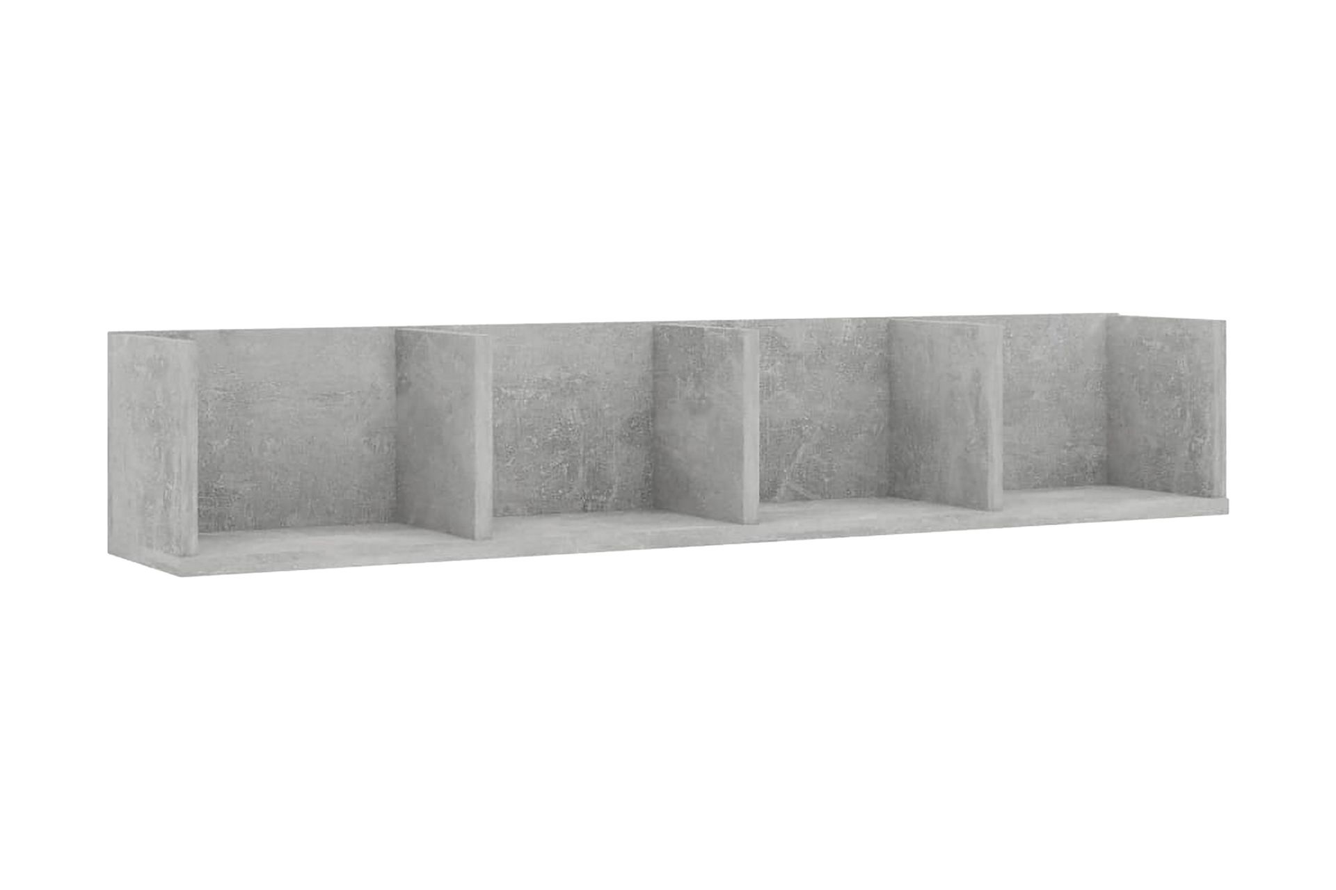 Veggmontert CD-hylle betonggrå 100x18x18 cm sponplate - Grå - Møbler - Mediamøbel & tv møbel - CD-hylle & DVD-hylle