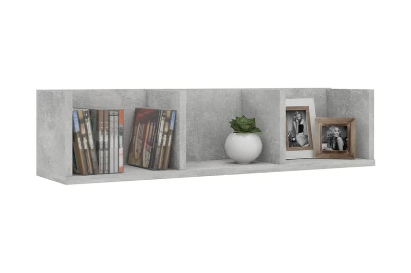 Veggmontert CD-hylle betonggrå 75x18x18 cm sponplate - Grå - Møbler - Mediamøbel & tv møbel - CD-hylle & DVD-hylle