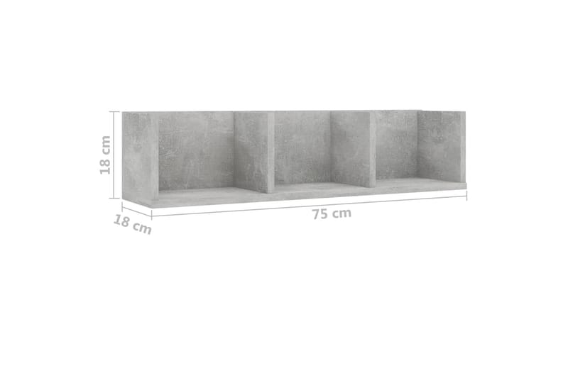 Veggmontert CD-hylle betonggrå 75x18x18 cm sponplate - Grå - Møbler - Mediamøbel & tv møbel - CD-hylle & DVD-hylle