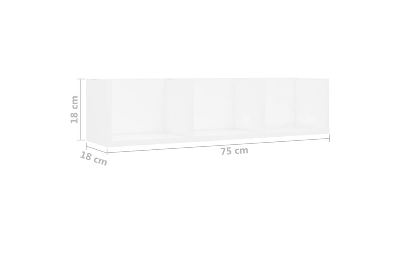 Veggmontert CD-hylle hvit 75x18x18 cm sponplate - Hvit - Møbler - Mediamøbel & tv møbel - CD-hylle & DVD-hylle