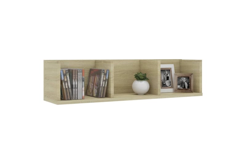 Veggmontert CD-hylle sonoma eik 75x18x18 cm sponplate - Beige - CD-hylle & DVD-hylle