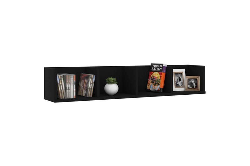 Veggmontert CD-hylle svart 100x18x18 cm sponplate - Svart - Møbler - Mediamøbel & tv møbel - CD-hylle & DVD-hylle