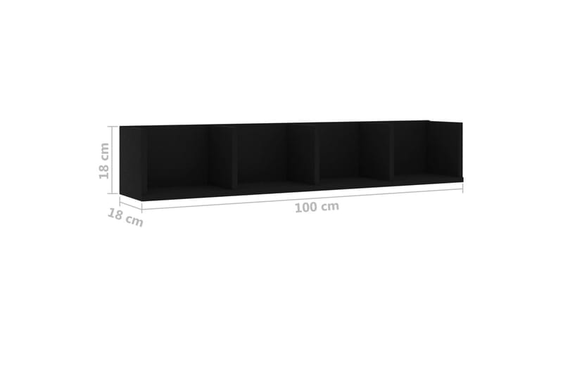 Veggmontert CD-hylle svart 100x18x18 cm sponplate - Svart - CD-hylle & DVD-hylle